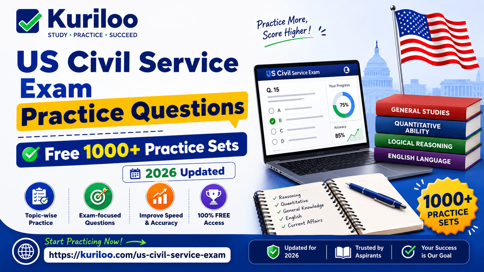 US Civil Service Exam Practice Questions: Free 1000+ Practice Sets (2026 Updated)